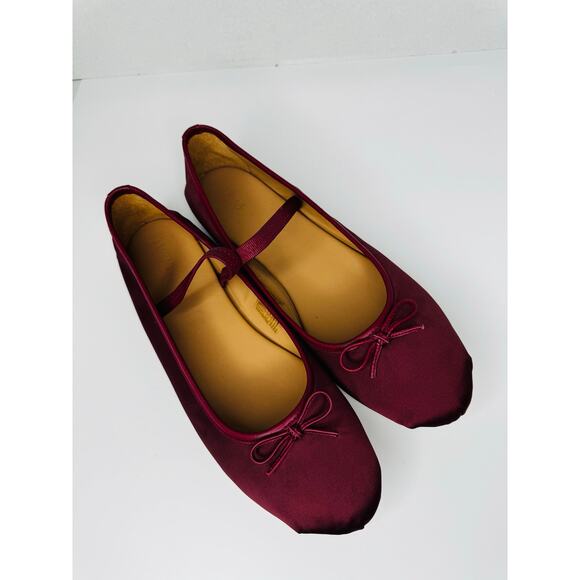 ALOHAS Burgundy Satin Odette ballet flats size 12 - Picture 3 of 11